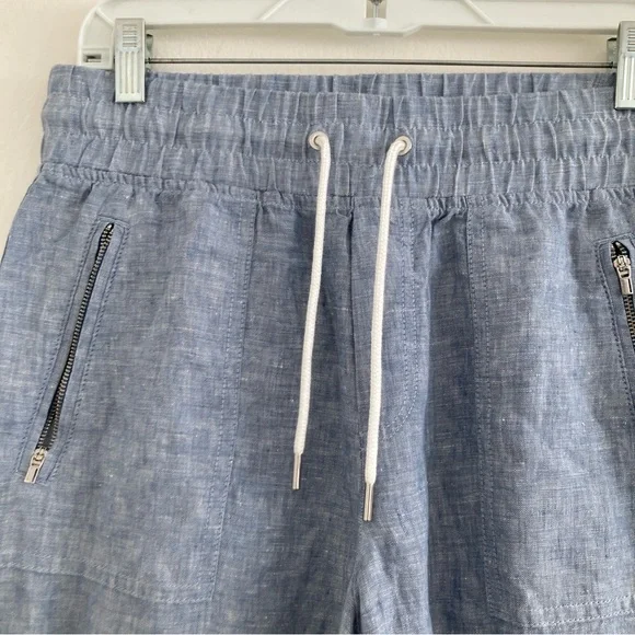 Athleta Cabo Linen Jogger Blue Beach Coastal Vacation Lagenlook Cruise Size 8 - Picture 6 of 11